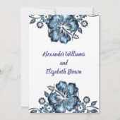 Weddenschap Land Chic Blue Flower Invitation Kaart (Achterkant)