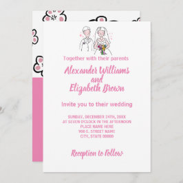 Weddenschap Land Chic Pink Love Uitnodiging