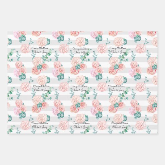 Weddenschap Land Roos Namen 3 cadeau toevoegen Inpakpapier Vel (Voorkant 2)