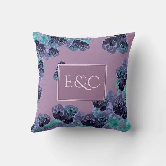 Weddenschap/lavendel en Blauwgroen katoenhoudende  Kussen (Achterkant)