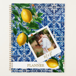 Weddenschap Lemons Foto Blue White Tiles Elegant Planner