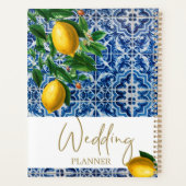Weddenschap Lemons Foto Blue White Tiles Elegant Planner (Achterkant)