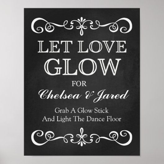 Weddenschap - Let Love Glow Wedding Chalkboard Poster (Voorkant)
