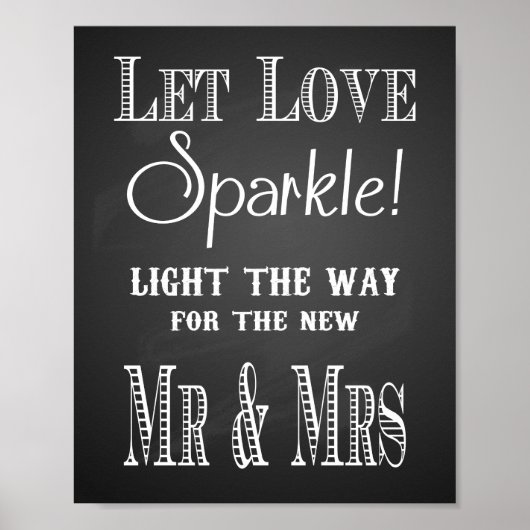 Weddenschap: "Let Love sparkle  chalkboard Poster (Voorkant)