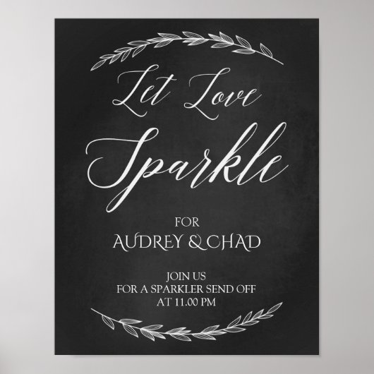 Weddenschap - Let Love Sparkle Chalkboard Sign Poster (Voorkant)