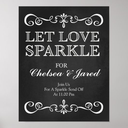 Weddenschap - Let Love Sparkle Chalkboard Sign Poster (Voorkant)