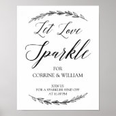 Weddenschap -Let Love Sparkle Laurel Wedding Sign Poster (Voorkant)