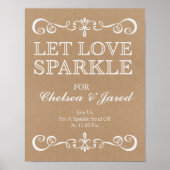 Weddenschap -Let Love Sparkle Rustic Wedding Sign Poster (Voorkant)