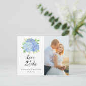 Weddenschap Liefde & Bedankt Hydrangea Floral Foto Briefkaart (Staand voorkant)