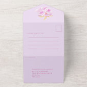 Weddenschap lila bloesem waterverf fotomaaltijd RS All In One Uitnodiging (Buitenkant)