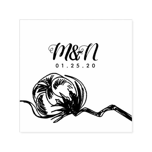 Weddenschap Logo Cotton Plant Hand Drawn Zelfinktende Stempel (Design)
