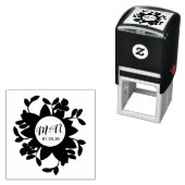 Weddenschap Logo Greenery Floral Ornament Circular Zelfinktende Stempel (In situ)
