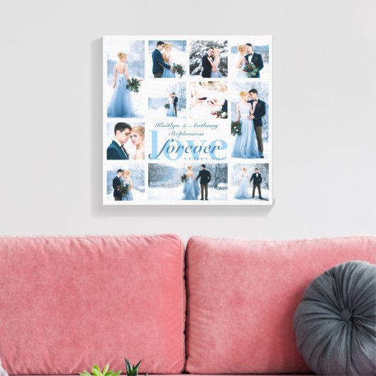 Weddenschap LOVE FOREVER Foto Collage Aangepaste k Canvas Afdruk (Insitu (Woonkamer))