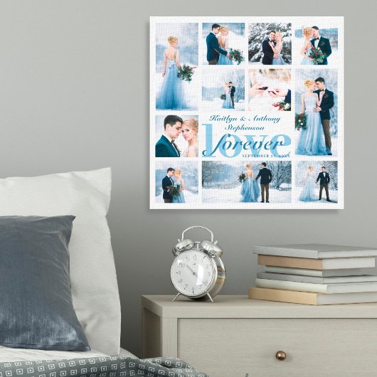 Weddenschap LOVE FOREVER Foto Collage Aangepaste k Canvas Afdruk
