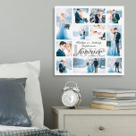 Weddenschap LOVE FOREVER Foto Collage Aangepaste k Canvas Afdruk<br><div class="desc">Creëer een herdenkingskoepel, aangepaste kleurenfotocollage canvas afdrukken voor de nieuwigheden of verjaardagskoppels met 11 bruiloft en paar afbeeldingen of afbeeldingen. Het ontwerp kenmerkt de titel VORIGE LOVE en gepersonaliseerd met namen en trouwdatum in editable grijze kleuren tegen uw keus van achtergrondkleur. De stijlen en de kleuren van de tekstdoopvont kunnen...</div>