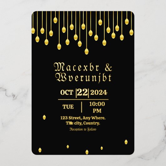 Weddenschap Luxury Invitation Gold Foil Sjabloon (Voorkant)