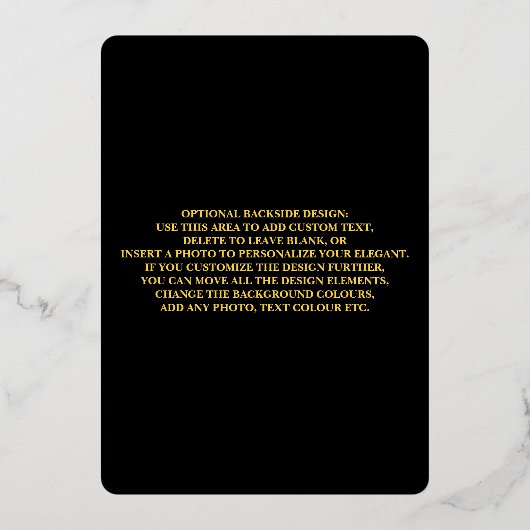 Weddenschap Luxury Invitation Gold Foil Sjabloon (Achterkant)