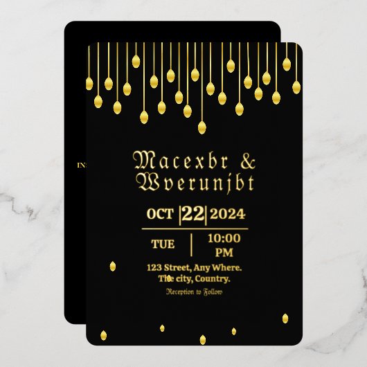 Weddenschap Luxury Invitation Gold Foil Sjabloon (Voorkant / Achterkant)