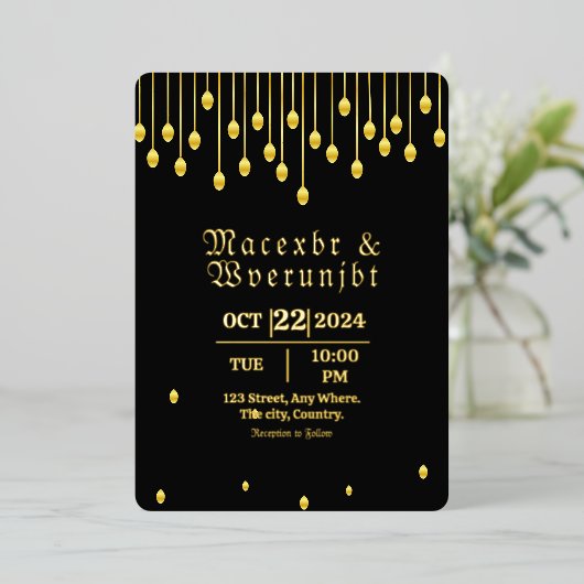 Weddenschap Luxury Invitation Gold Foil Sjabloon (Staand Voorkant)