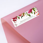 Weddenschap Magenta Roze koraal Floral Adres Etiket
