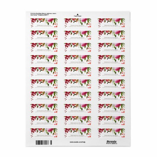 Weddenschap Magenta Roze koraal Floral Adres Etiket (Full Sheet)