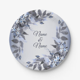 Weddenschap marinier Blue Floral Silver Gray Party Papieren Bordje