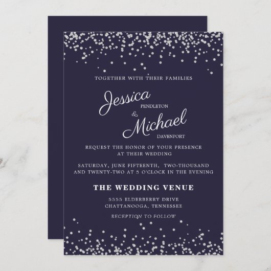 Weddenschap marinier Blue Silver Glitter Elegant S Kaart (Voorkant / Achterkant)