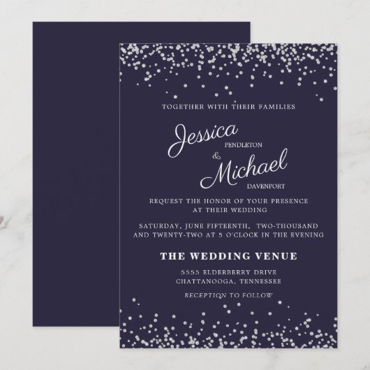 Weddenschap marinier Blue Silver Glitter Elegant S Kaart (Voorkant / Achterkant)