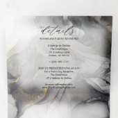 Weddenschap marmer Black Gold Alcohol Ink Tri-Fold Drieluik Uitnodiging (Binnenzijde eerst)