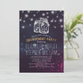 Weddenschap Mason Jar Paarse Lights Kaart (Staand voorkant)