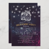 Weddenschap Mason Jar Paarse Lights Kaart (Voorkant / Achterkant)