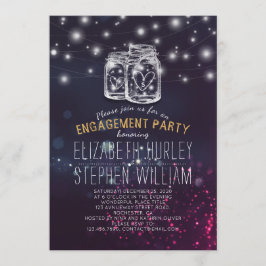 Weddenschap Mason Jar Paarse Lights Kaart