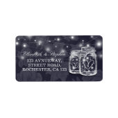 Weddenschap Mason Jars String Lights Navy Blue Etiket (Voorkant)
