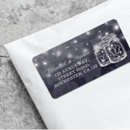 Weddenschap Mason Jars String Lights Navy Blue Etiket