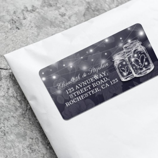 Weddenschap Mason Jars String Lights Navy Blue Etiket