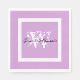 Weddenschap Mauve Modern Chic Monogram Names Paper Servet