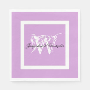 Weddenschap Mauve Modern Chic Monogram Names Paper Servet