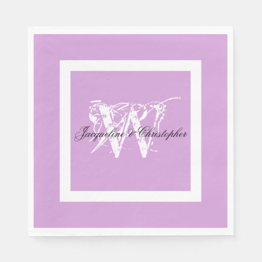Weddenschap Mauve Modern Chic Monogram Names Paper Servet (Voorkant)