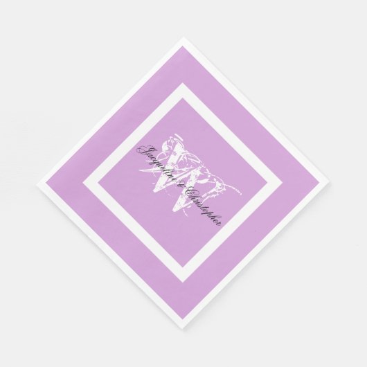 Weddenschap Mauve Modern Chic Monogram Names Paper Servet (Hoek)