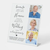 Weddenschap Memorial Custom 3 Foto Heaven Poem Reclamebord Met Voetstuk (Voorkant)