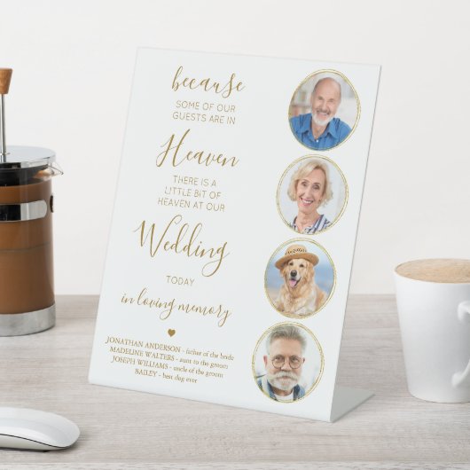 Weddenschap Memorial Elegant Gold Custom Photo Hea Reclamebord Met Voetstuk (Insitu)