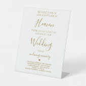 Weddenschap Memorial Gold Gepersonaliseerd hemelge Reclamebord Met Voetstuk (Voorkant)