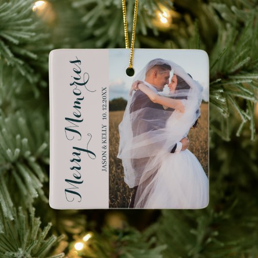 Weddenschap Merry Memories Fotokeramisch sierlijk Keramisch Ornament (Boom)