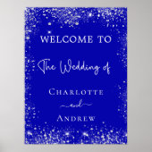 Weddenschap met blauwe zilverglitter poster (Voorkant)