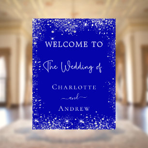 Weddenschap met blauwe zilverglitter poster