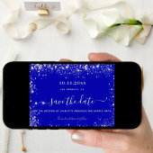 Weddenschap met blauwe zilverglitter save the date