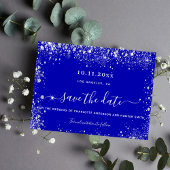 Weddenschap met blauwe zilverglitter save the date