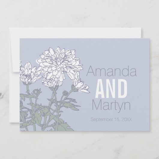 Weddenschap met chrysanthemum White flower bruilof Kaart (Voorkant)