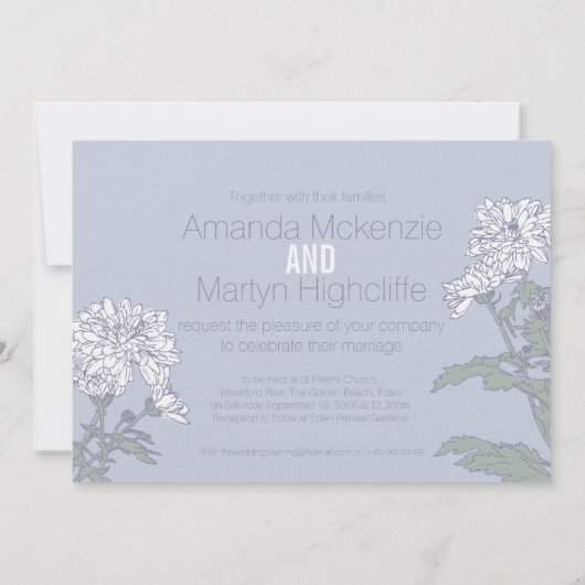 Weddenschap met chrysanthemum White flower bruilof Kaart (Achterkant)