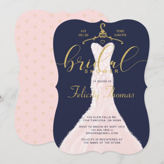 Weddenschap met de marine Gold Bridal Shower Kaart (Voorkant / Achterkant)